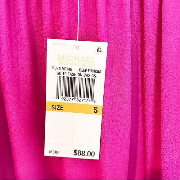 MICHAEL MICHAEL KORS SILKY COLD SHOULDER PINK LIGHT WEIGHT WOMEN BLOUSE SMALL - Picture 5 of 8